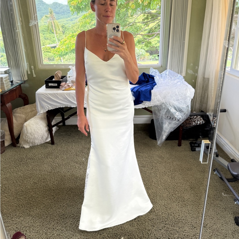 Elegant White Satin Dress